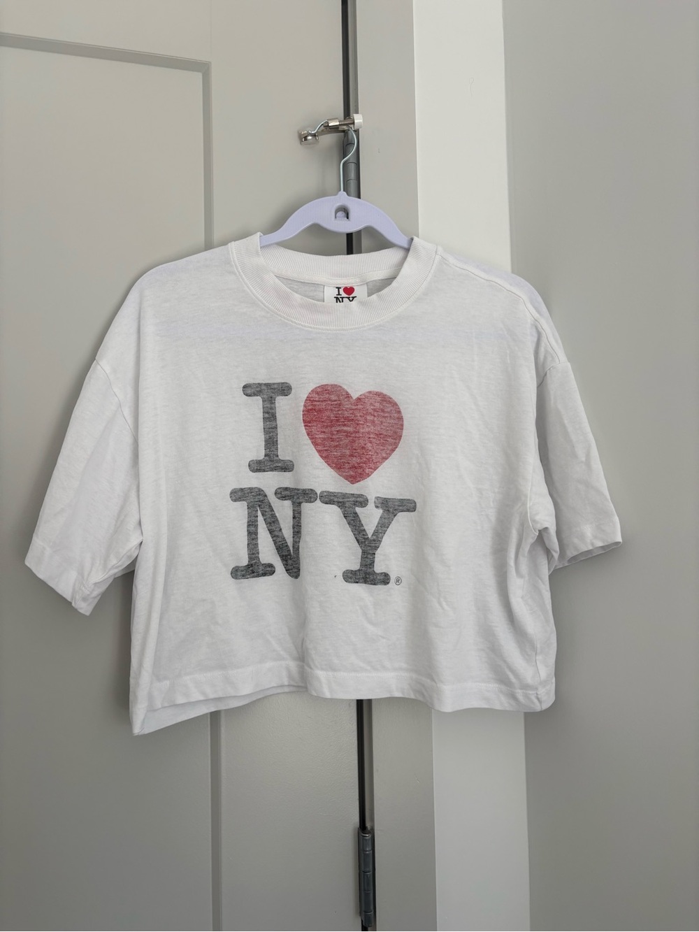 Cotton On White Cropped Tee with Red Heart I ♥ NY Graphic